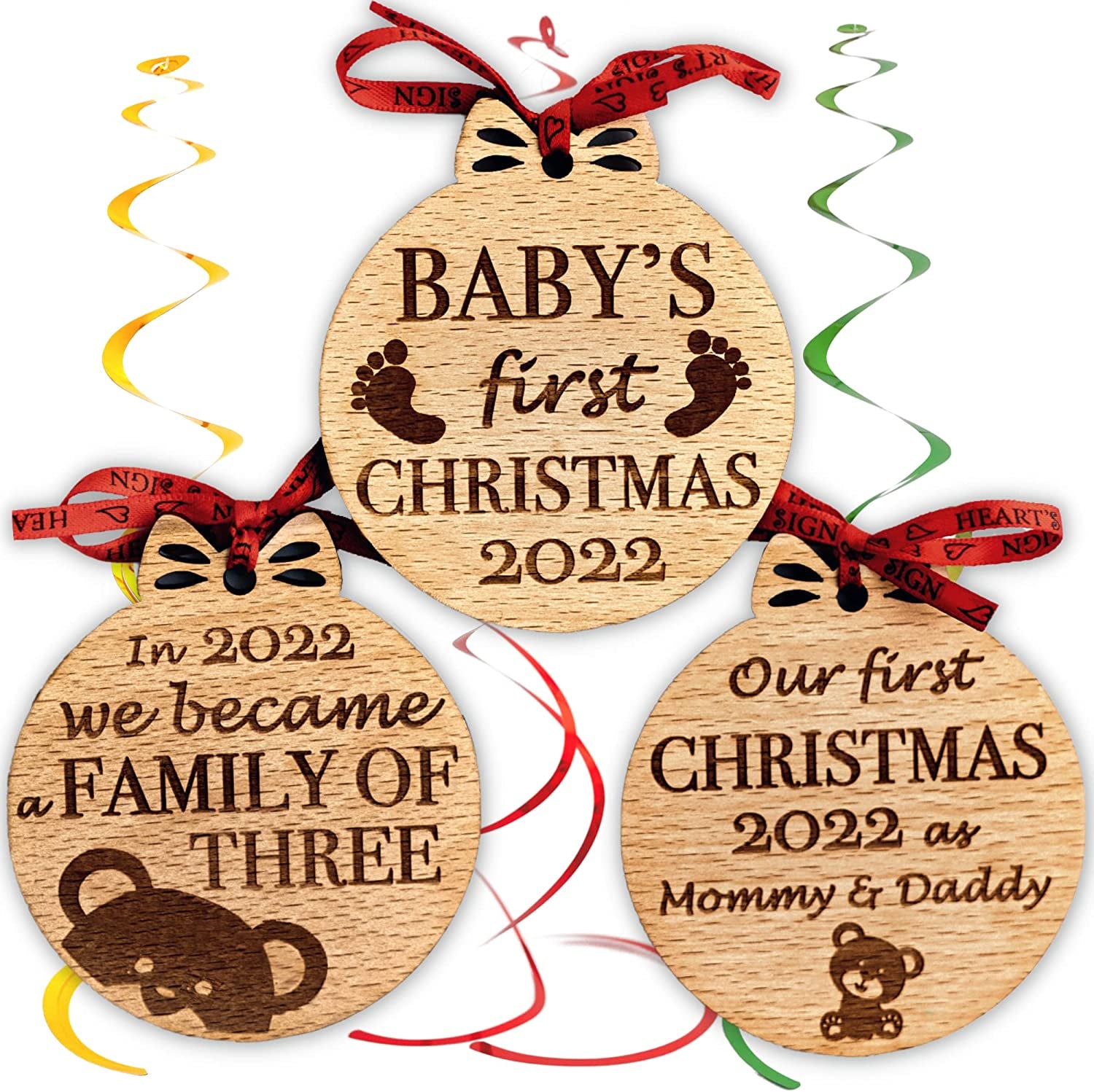 Set of 3 Babys First Christmas Photo Frame Ornament 2024 | My First Christmas Ornament with Photo Frame | Babys 1St Christmas Ornament 2024