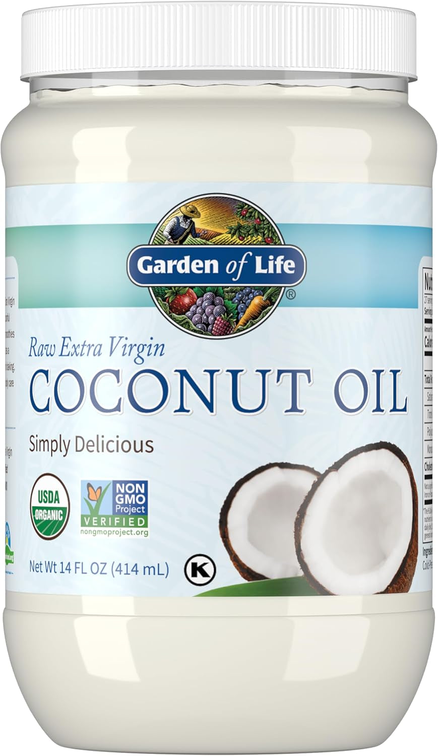 Organic Extra Virgin Coconut Oil - Unrefined Cold Pressed Plant Based Oil for Hair, Skin & Cooking, 14 Fl Oz