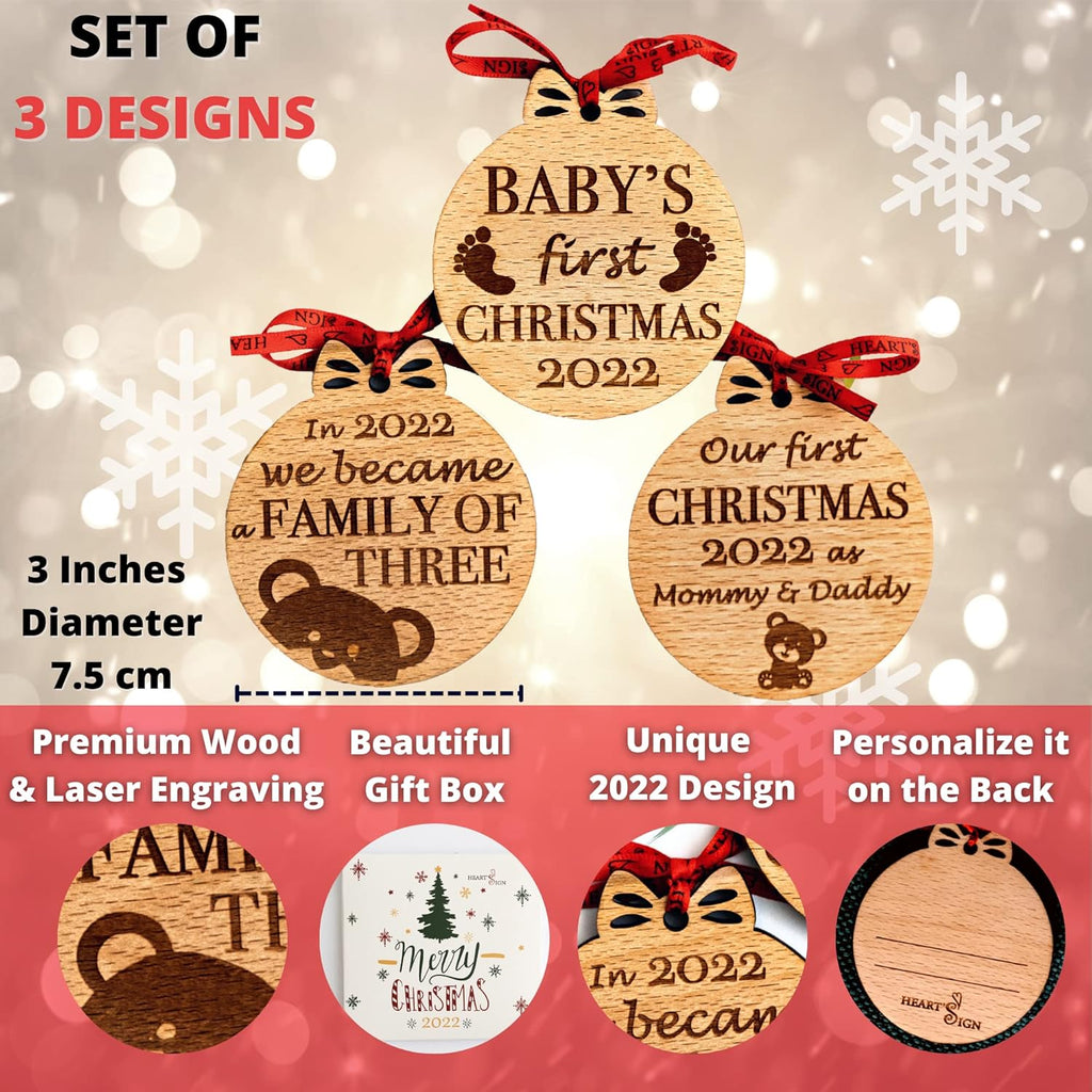 Set of 3 Babys First Christmas Photo Frame Ornament 2024 | My First Christmas Ornament with Photo Frame | Babys 1St Christmas Ornament 2024