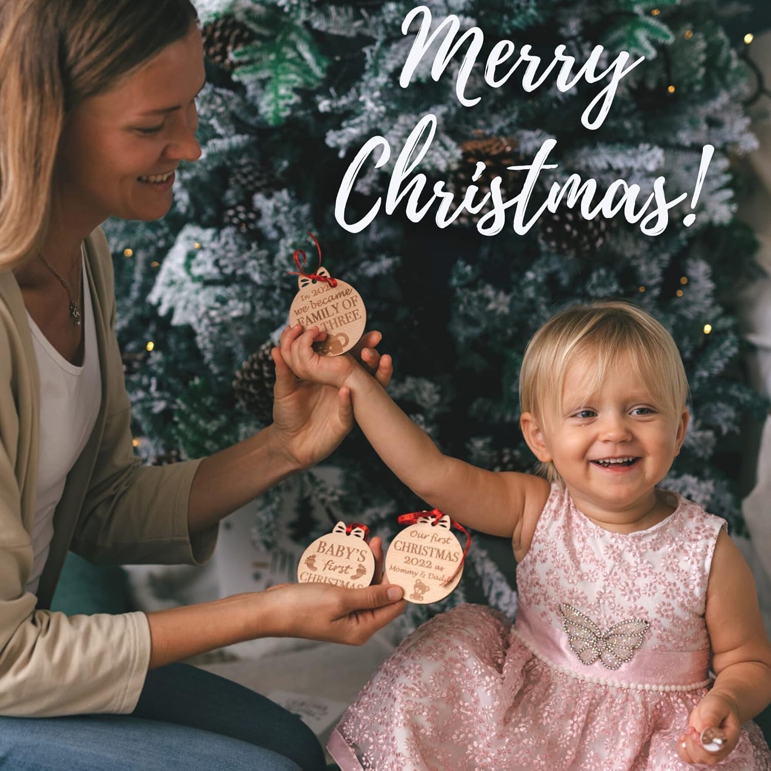 Set of 3 Babys First Christmas Photo Frame Ornament 2024 | My First Christmas Ornament with Photo Frame | Babys 1St Christmas Ornament 2024