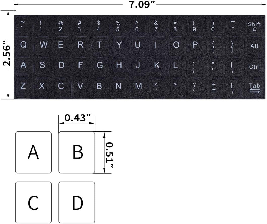 English Keyboard Stickers, 2 Pack Replacement Keyboard Letters Sticker with White Font on Black Background Universal for Computer Laptop Desktop, Matte Alphabet Stickers