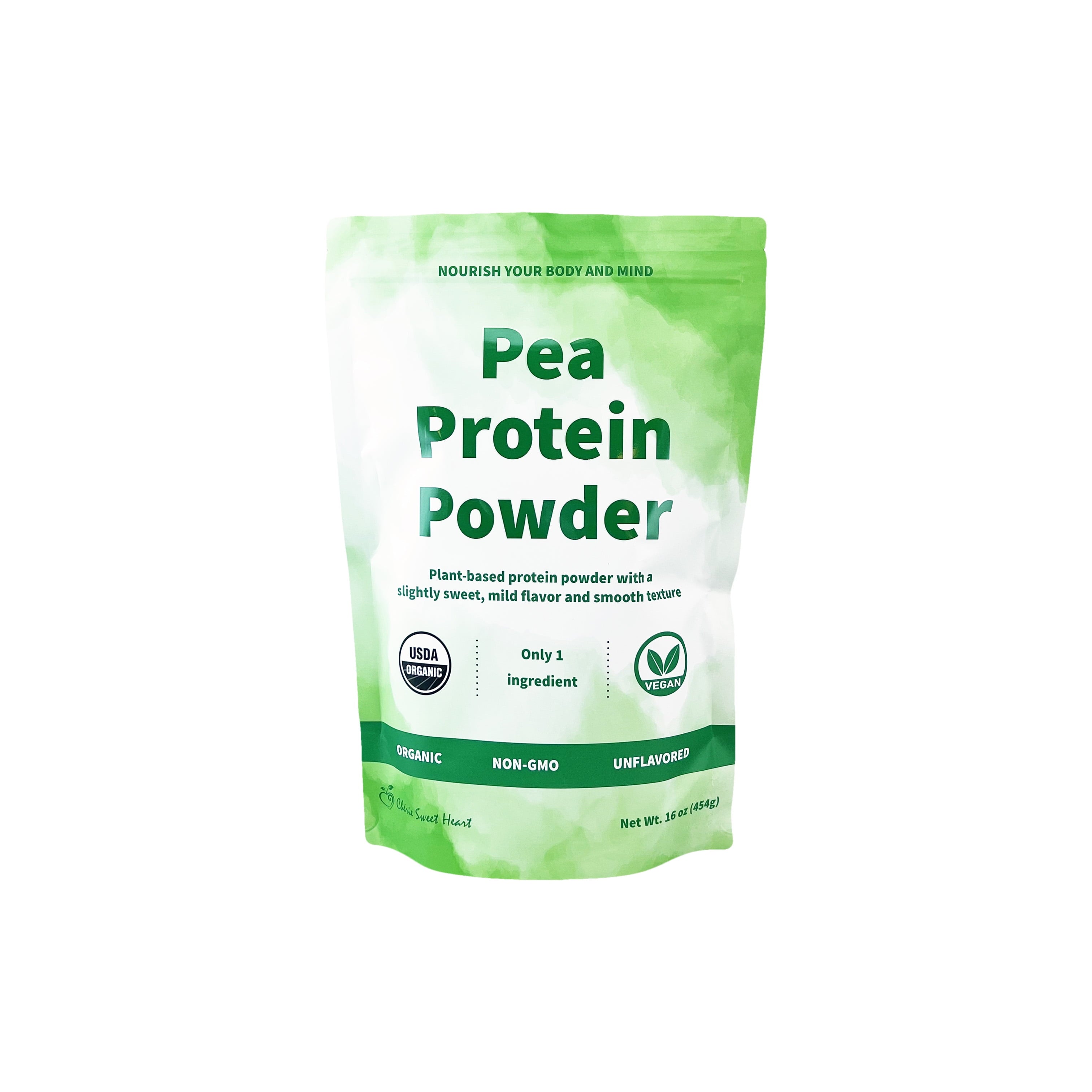 Organic Pea Protein Powder 1 Lb, 100% Non-Gmo, Dairy-Free, Keto-Friendly, Gluten-Free, Soy-Free, Plant-Based Protein