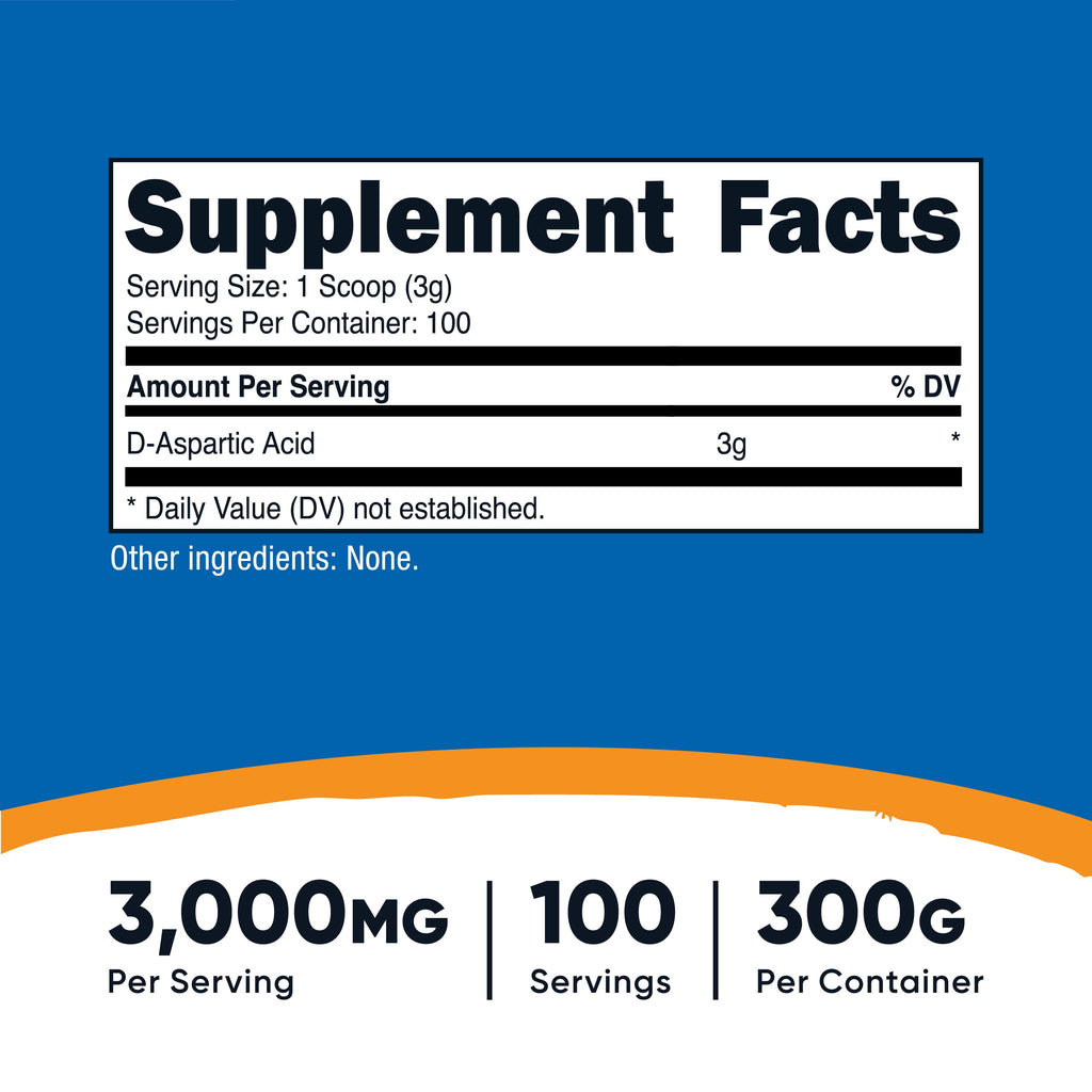 D-Aspartic Acid (DAA) Powder 300 Grams - Health Supplement