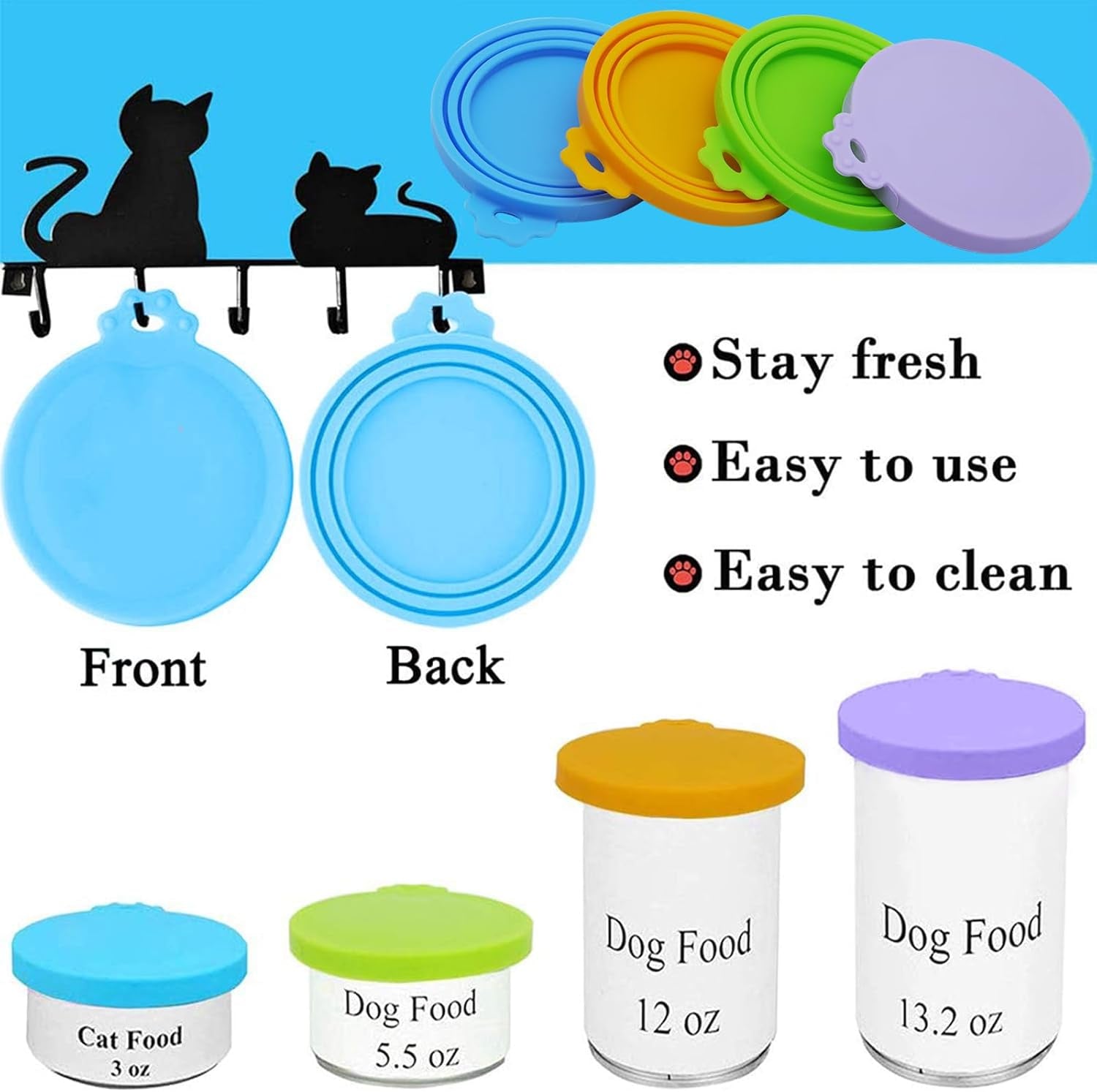 Food Can Covers/4 Pack/Universal BPA Free Silicone Dog Cat Food Tin Lids for Dog and Cat Food/Fits All Standard Size Can Tops for Pet Food Storage(Mix Color2)