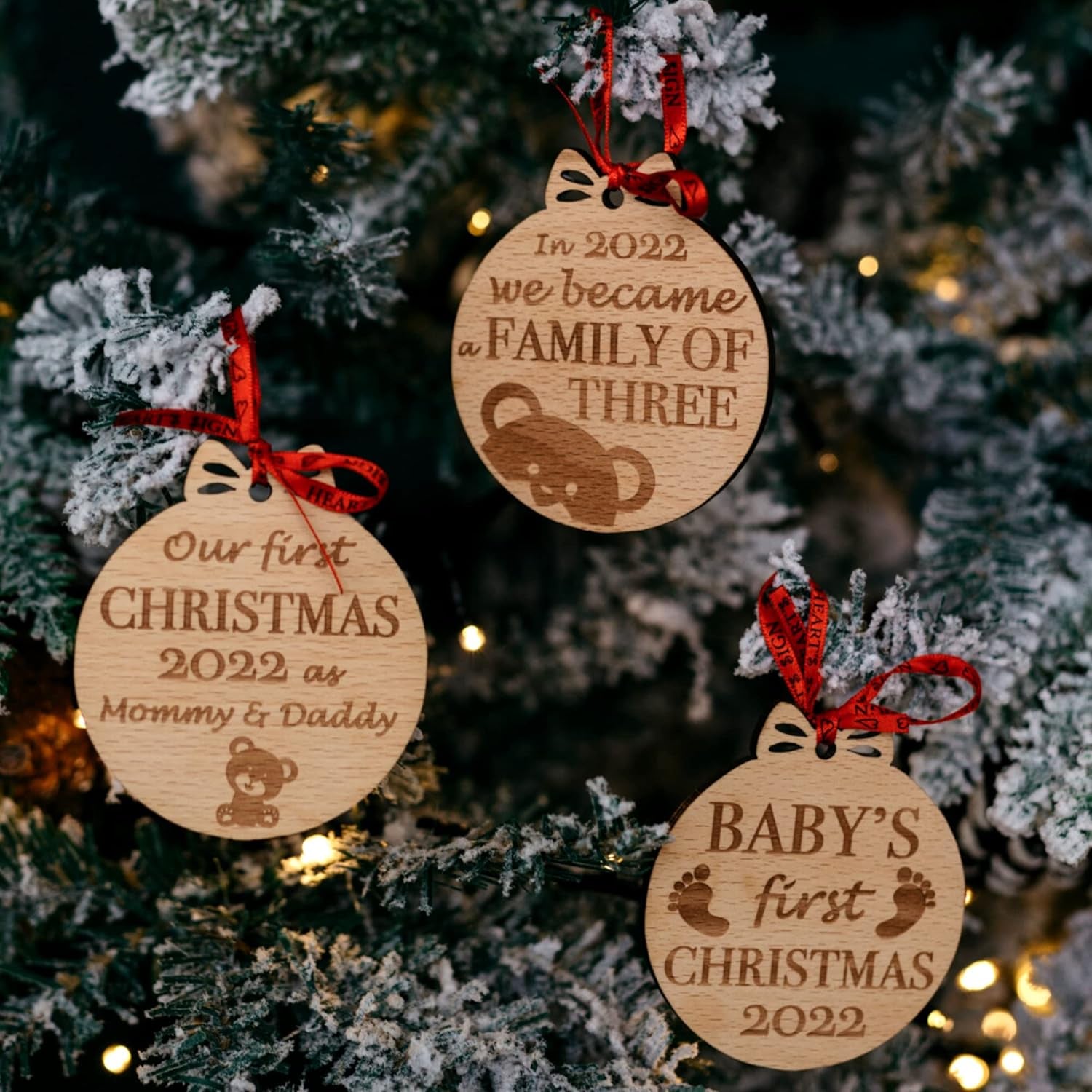 Set of 3 Babys First Christmas Photo Frame Ornament 2024 | My First Christmas Ornament with Photo Frame | Babys 1St Christmas Ornament 2024