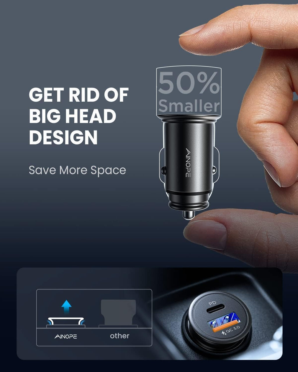 67.5W for Iphone 17 Car Charger USB C Fast Charge, PD 45W USB C Car Charger Adapter, All Metal Cigarette Lighter Adapter Fit Iphone 17 Pro 16 15 Pro Max Air Samsung S25 Android