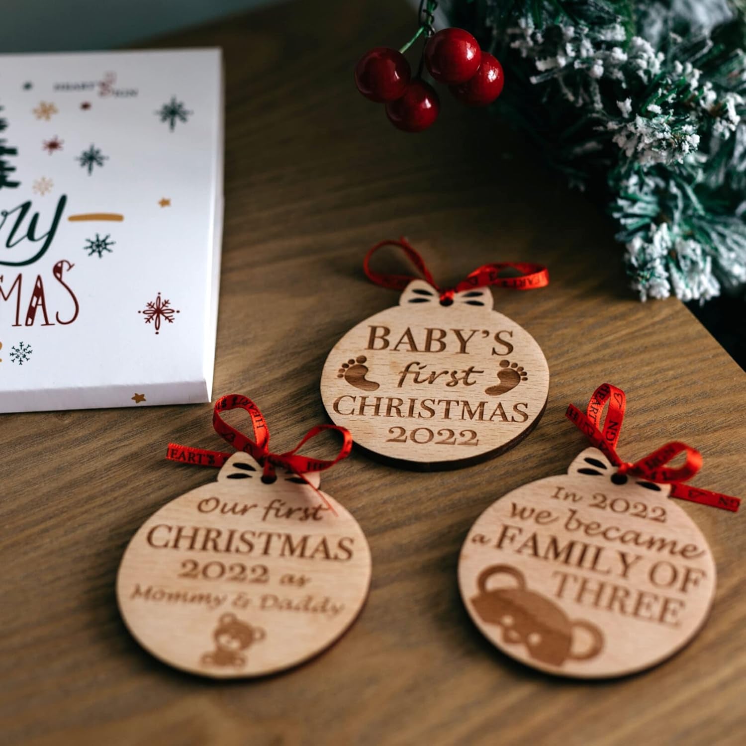 Set of 3 Babys First Christmas Photo Frame Ornament 2024 | My First Christmas Ornament with Photo Frame | Babys 1St Christmas Ornament 2024